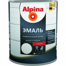 Эмаль алкидная ALPINA универсальная белая глянцевая 0,75л