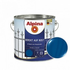 Эмаль алкидная ALPINA Direkt auf Rost Hammerschlageffekt прямо на ржавчину RAL5010 синяя 2,5л